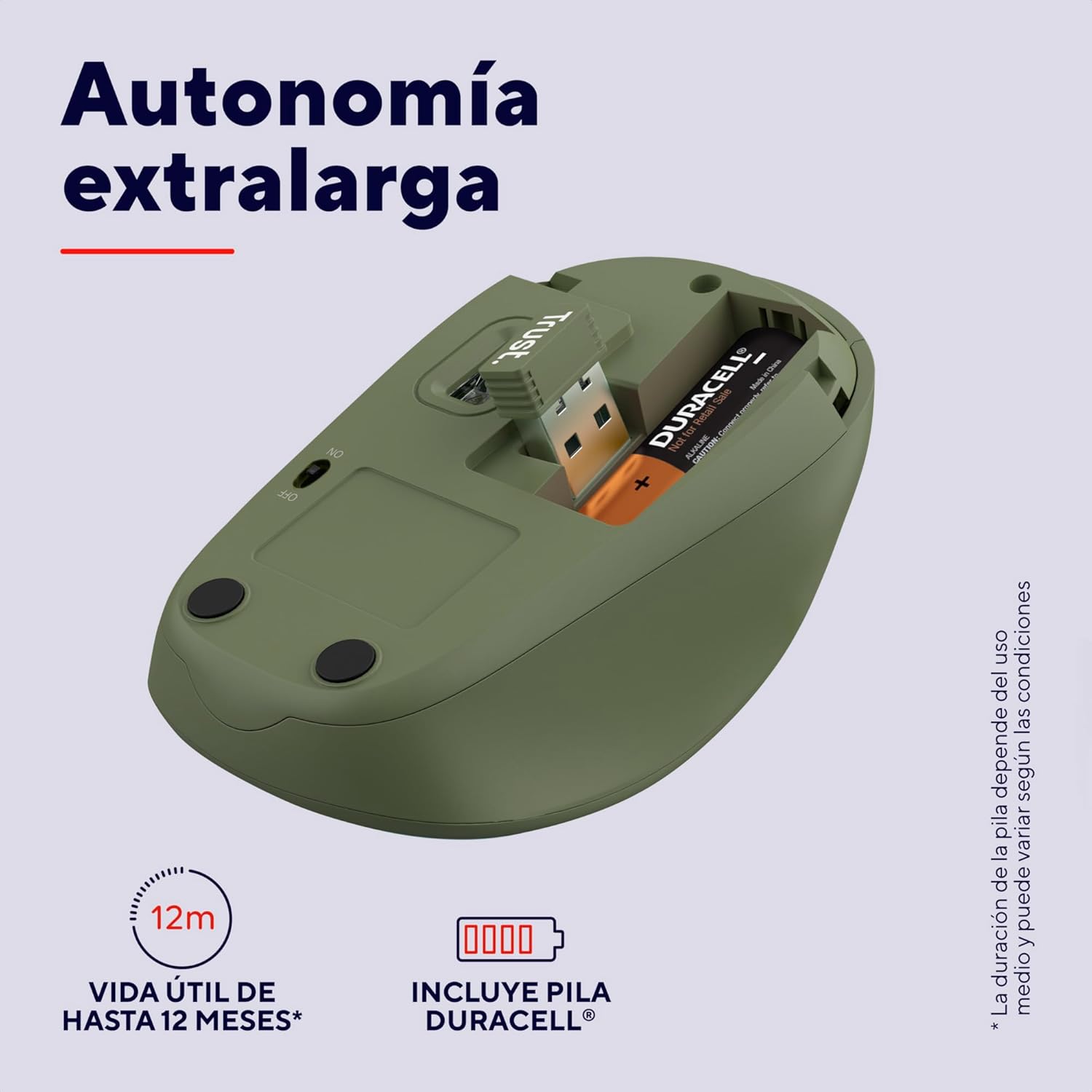 Rato Mini Sem Fios Trust Yvi+ Silent/ Até 1600 DPI/ Verde - Imagem 4