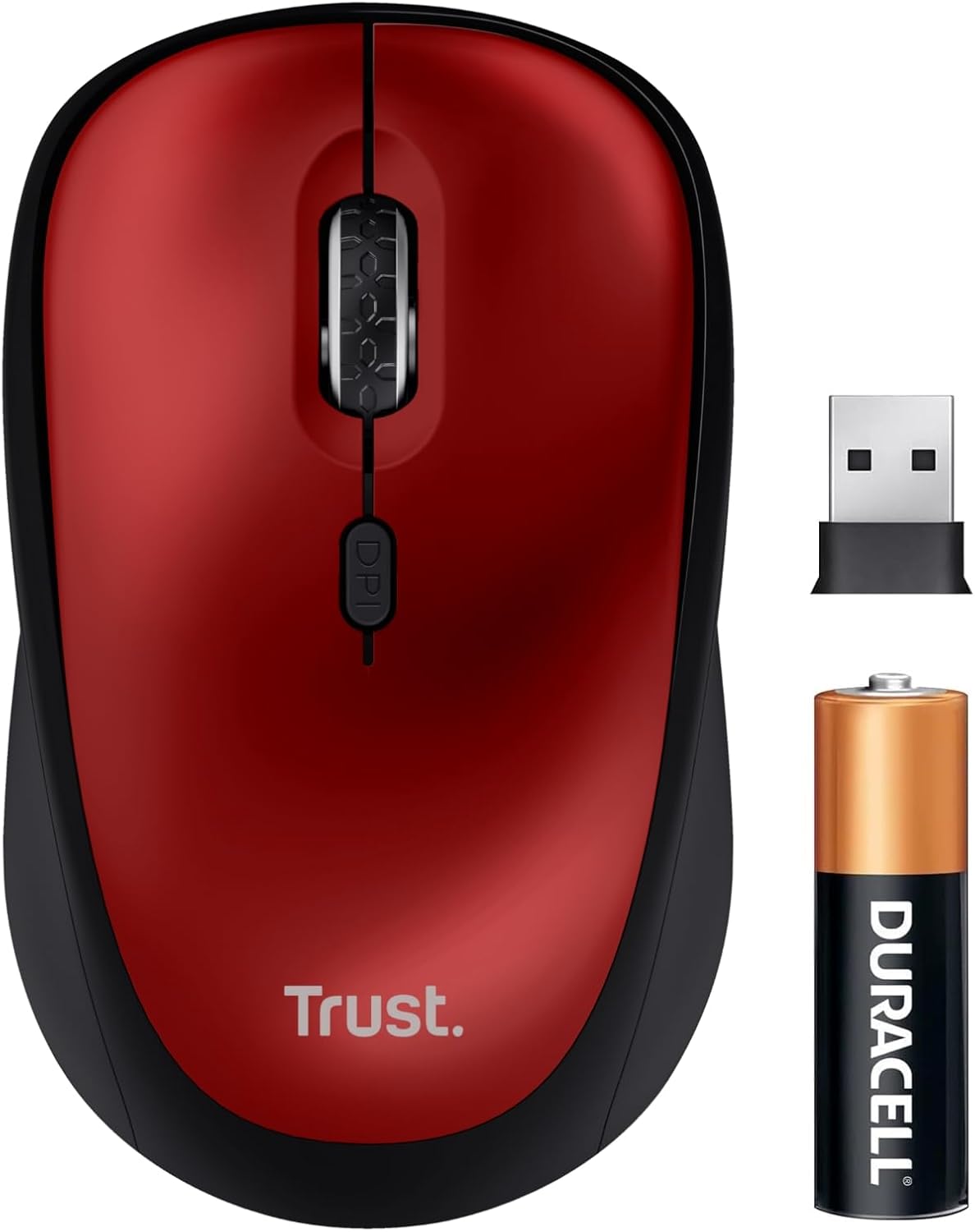 Rato Mini Sem Fios Trust Yvi+ Silent/ Até 1600 DPI/ Vermelho