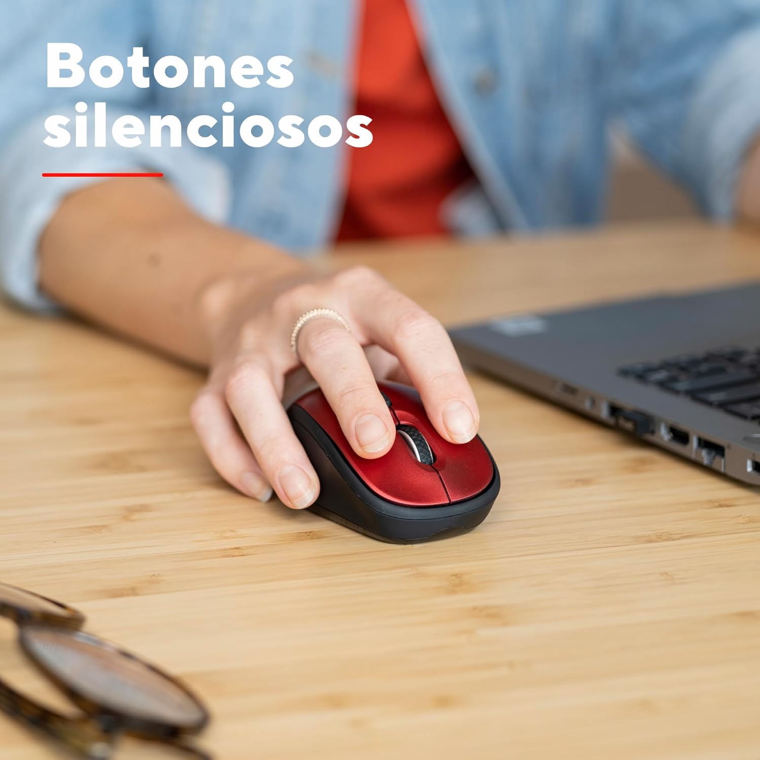 Rato Mini Sem Fios Trust Yvi+ Silent/ Até 1600 DPI/ Vermelho - Imagem 3