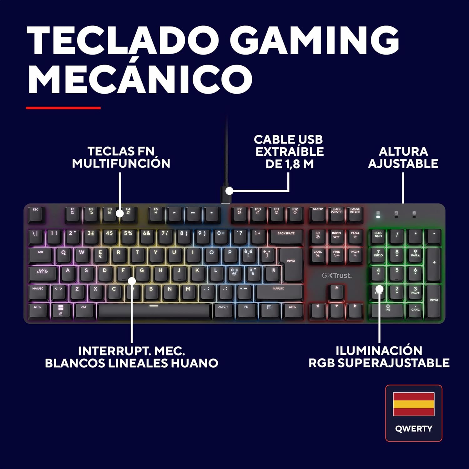 Teclado Gaming Mecânico Trust Gaming GXT 871 - Imagem 3