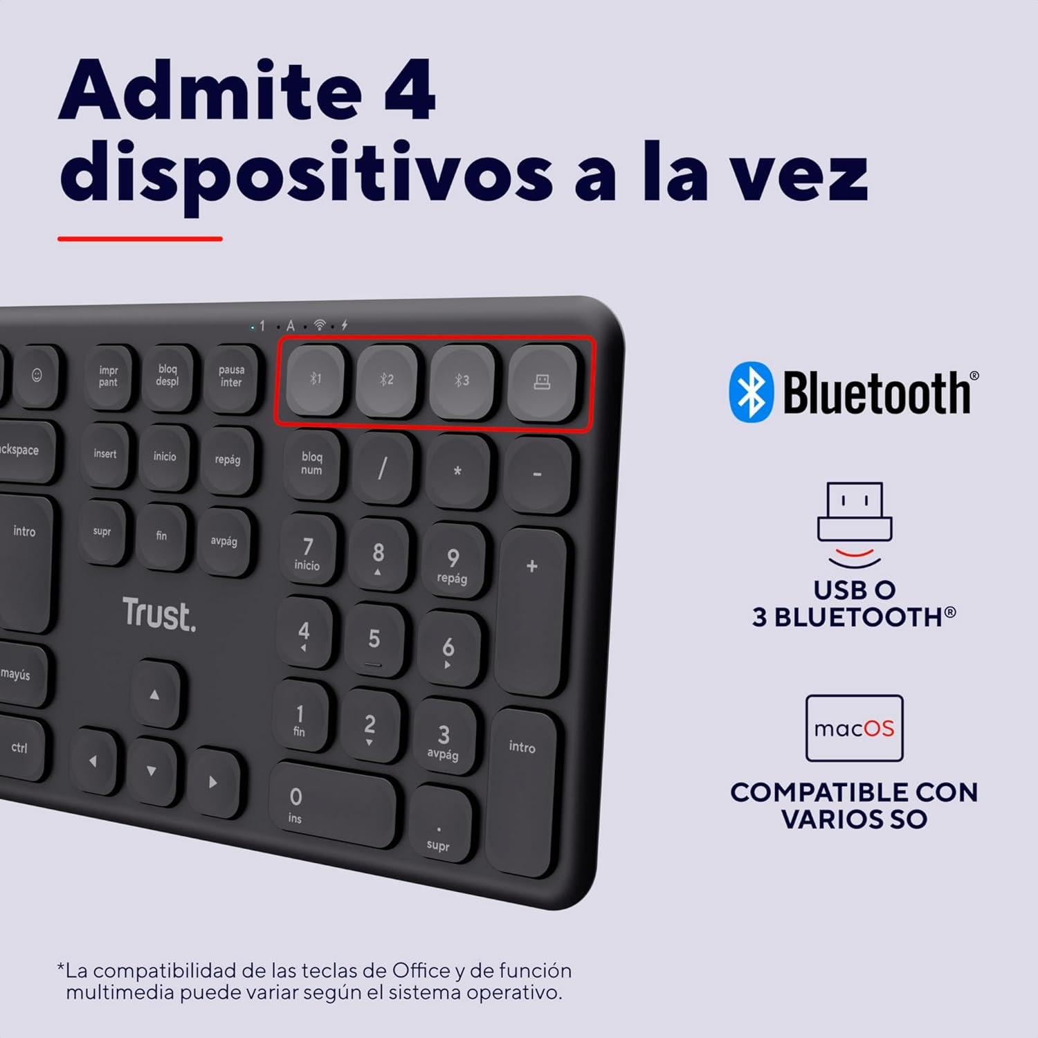 Teclado Compacto Sem Fios por Bluetooth Trust Vaiya - Imagem 4