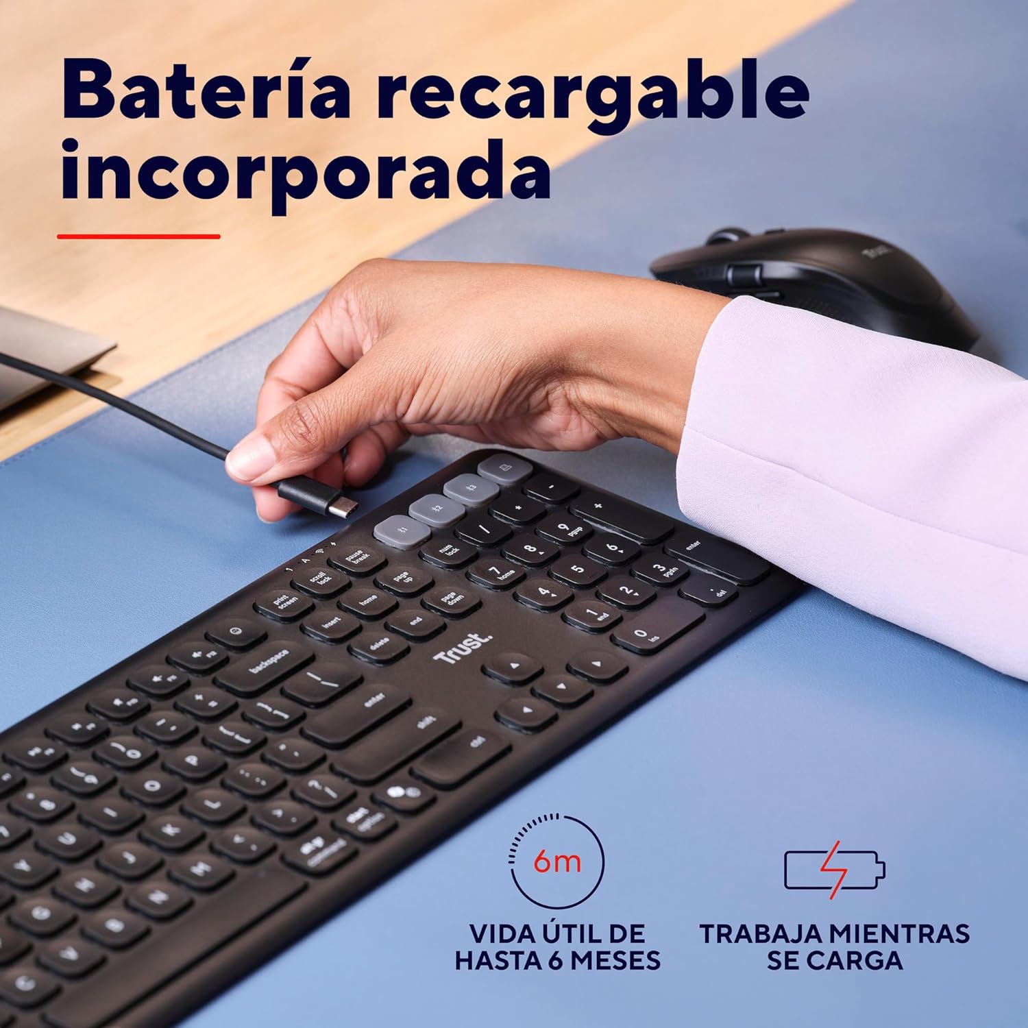 Teclado Compacto Sem Fios por Bluetooth Trust Vaiya - Imagem 6