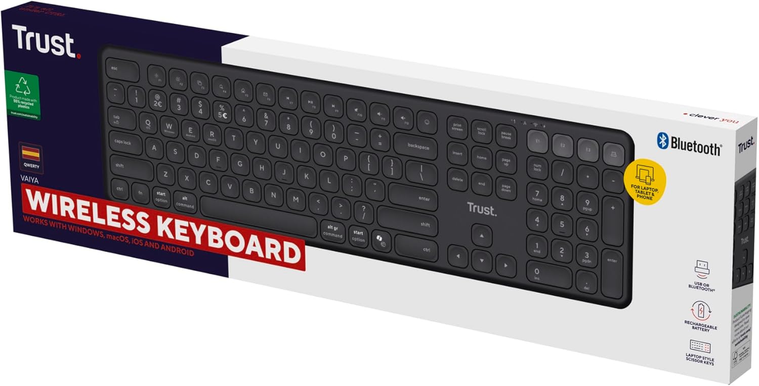 Teclado Compacto Sem Fios por Bluetooth Trust Vaiya - Imagem 14