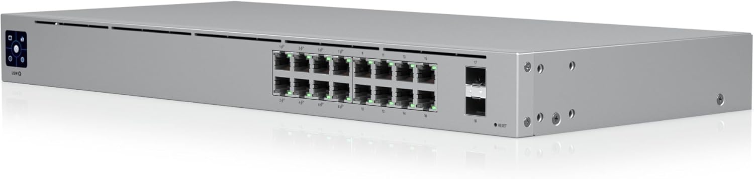 Switch Gerível Ubiquiti USW-16-POE 16 Portas/ RJ-45 Gigabit 10/100/1000/ SFP/ PoE+