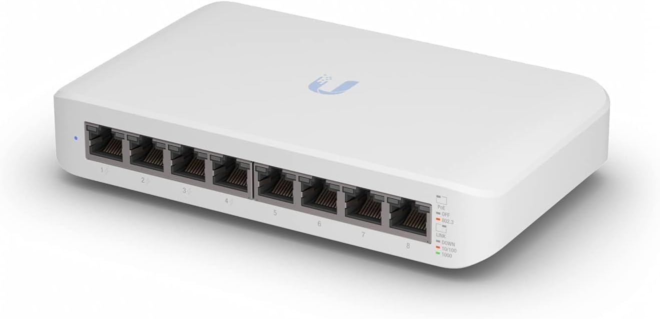 Switch Ubiquiti USW-LITE-8-POE/ 8 Portas/ RJ45 10/100/1000 PoE