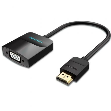 Conversor Vention 42444/ HDMI Macho - VGA Fêmea/ Jack 3.5 Fêmea/ 15cm/ Preto