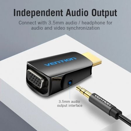 Adaptador Conversor Vention AIDB0/ HDMI Macho para VGA Fêmea/ Jack de Áudio 3.5mm - Imagem 2