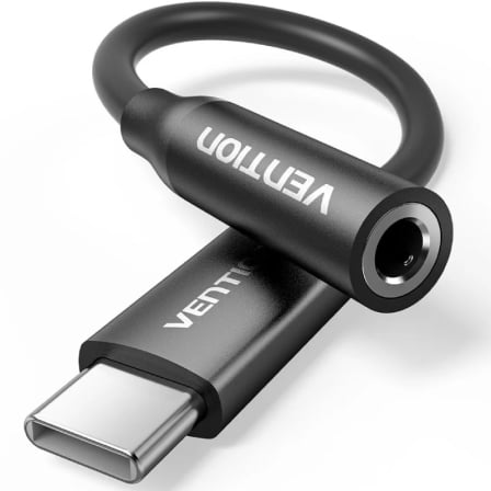 Adaptador Áudio Vention BIIBA/ Jack 3.5 Fêmea - USB Tipo-C Macho/ 10cm/ Preto