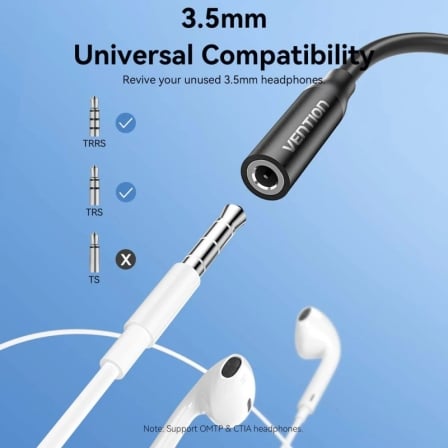 Adaptador Áudio Vention BIIBA/ Jack 3.5 Fêmea - USB Tipo-C Macho/ 10cm/ Preto - Imagem 4
