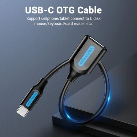 Cabo USB 2.0 Vention CCSBB/ USB Tipo-C Macho - USB Fêmea/ 15cm/ Preto - Imagem 2