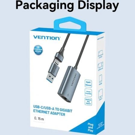 Adaptador USB/USB Tipo-C - RJ45 Vention CFQHB/ 1000Mbps - Imagem 4