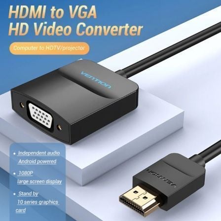 Conversor Vention 42154/ HDMI Macho - VGA Fêmea/ 15cm/ Preto - Imagem 2