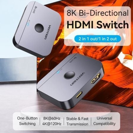 Switch Comutador 8K HDMI 2.1 Bidirecional Vention AKPH0 HDMI Fêmea/USB-C Fêmea - 2x HDMI Fêmea - Imagem 2