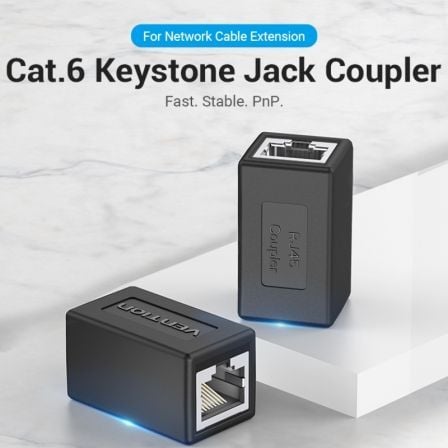 Adaptador Conector RJ45 Vention IPVB0/ Cat.6 FTP/ RJ45 Fêmea - RJ45 Fêmea/ Preto - Imagem 2