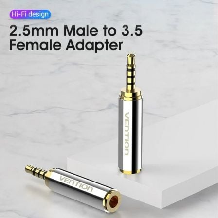 Adaptador Jack Vention VAB-S02/ Jack 2.5 Macho - Jack 3.5 Fêmea/ Prata - Imagem 2