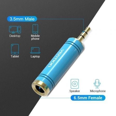 Adaptador Jack Vention VAB-S04-L/ Jack 3.5 Macho - Jack 6.5 Fêmea/ Azul - Imagem 2