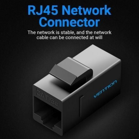 Adaptador Conector RJ45 VDD-B07-B Cat5e UTP/ RJ45 Fêmea - RJ45 Fêmea/ Preto - Imagem 2