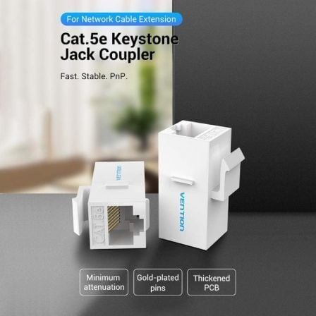 Adaptador Conector RJ45 VDD-B07-W Cat5 UTP/ RJ45 Fêmea - RJ45 Fêmea/ Branco - Imagem 3