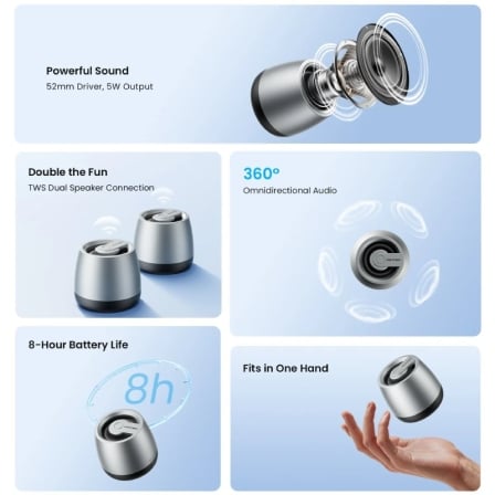 Coluna Bluetooth Vention Omni O11 5W Bluetooth 6.0 1200mAh Prateado - Imagem 2