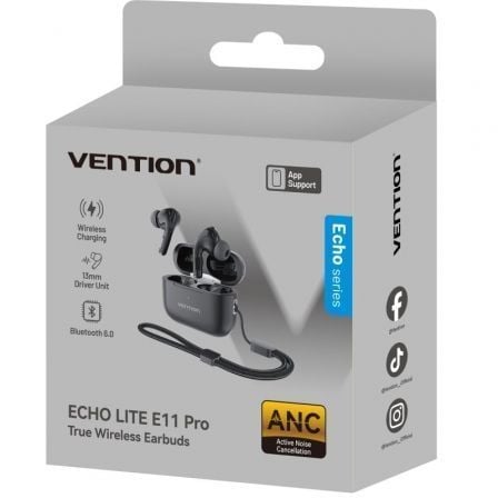 Auriculares Bluetooth Vention Echo Lite E11 Pro com estojo de carregamento/ Pretos - Imagem 2