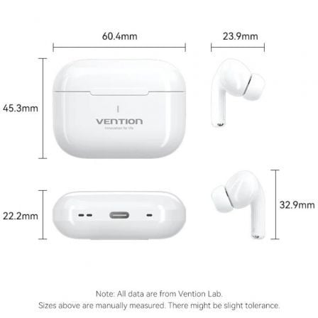 Auriculares Bluetooth Vention Echo Lite E11 com estojo de carregamento/ Autonomia 6h/ Brancos - Imagem 4