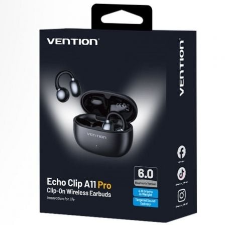Auscultadores Bluetooth Vention Echo Clip A11 Pro com estojo de carregamento/ Autonomia 6h/ Preto - Imagem 2