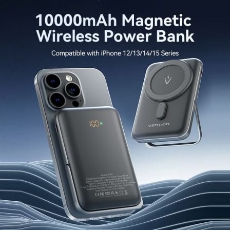 Powerbank 10000mAh Vention FHNW0/ 20W/ Wireless/ Branca - Imagem 2