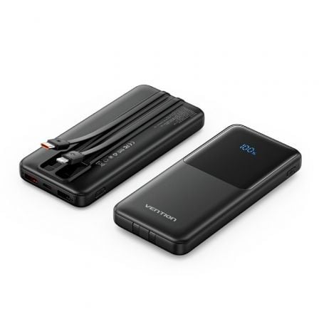 Powerbank 10000mAh Vention FHOB0/ 22.5W/ Preto/ Inclui Cabo USB Tipo-C e Lightning - Imagem 2
