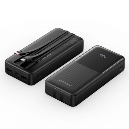 Powerbank 20000mAh Vention FHPB0/ 22.5W/ Preta/ Inclui Cabo USB Tipo-C e Lightning - Imagem 3