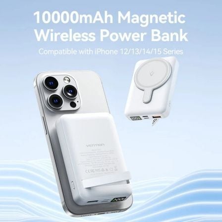 Powerbank 10000mAh Vention FHTW0/ 22.5W/ Wireless/ Branca - Imagem 2