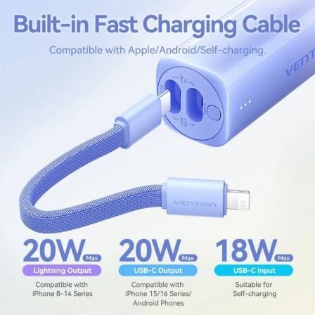 Powerbank 5000mAh Vention FHWM0/ 20W/ Cinzento - Imagem 3
