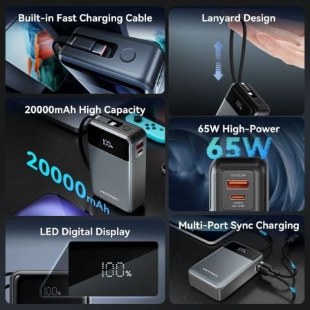 Powerbank 20000mAh Vention FHYB0/ 65W/ Cinzento - Imagem 3