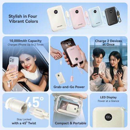Powerbank 10000mAh Vention FKAP0-C/ 22.5W/ Rosa - Imagem 3