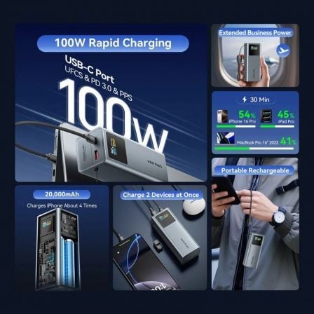 Powerbank 20000mAh Vention FKCH0/ 100W/ Cinzento - Imagem 3