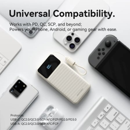 Powerbank Vention 10000mAh 22.5W com Cabo USB-C Integrado Display LED Rosa - Imagem 4