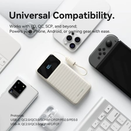 Powerbank Vention 20000mAh 22.5W com Cabo USB-C Integrado e Display LED Rosa - Imagem 3