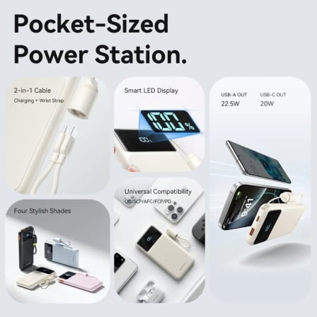 Powerbank Vention XGY39 10000mAh 22.5W com Cabo USB-C Integrado e Display LED Branco - Imagem 2