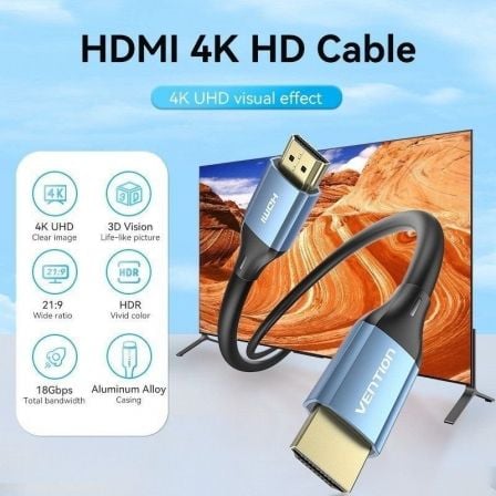 Cabo HDMI 2.0 4K Vention ALHSI/ HDMI Macho - HDMI Macho/ 3m/ Azul - Imagem 2