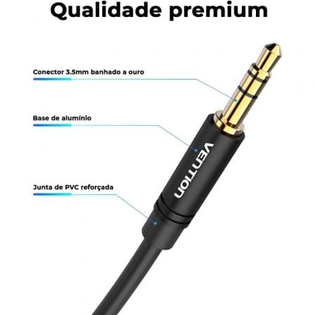 Cabo Estéreo Vention BAKBF/ Jack 3.5 Macho - Jack 3.5 Macho/ 1m/ Preto - Imagem 2