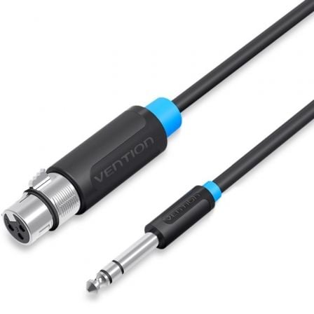 Cabo Estéreo Vention BBEBF/ Jack 6.5 Macho - XLR Fêmea/ 1m/ Preto