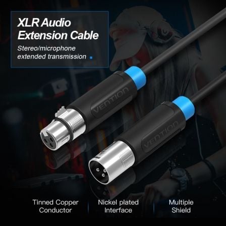 Cabo Estéreo Vention BBFBH/ XLR Macho - XLR Fêmea/ 2m/ Preto - Imagem 2