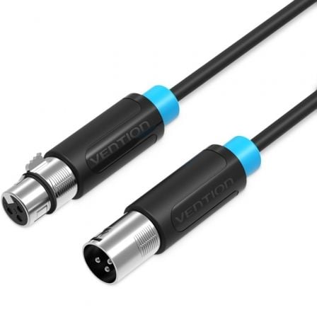 Cabo Estéreo Vention BBFBJ/ XLR Macho - XLR Fêmea/ 5m/ Preto