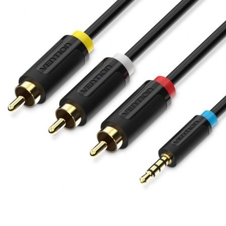 Cabo de Áudio e Vídeo Vention BCBBG Jack 3.5mm Macho para 3x RCA Macho 1.5m Preto
