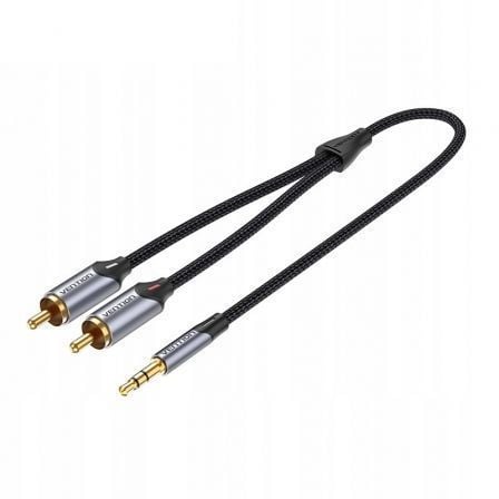 Cabo Estéreo Vention BCNBJ/ Jack 3.5 Macho - 2x RCA Macho/ 5m/ Cinzento