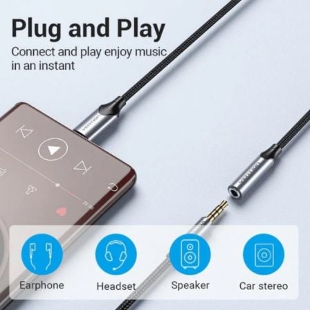 Conversor Vention BGMHF/ Jack 3.5 Fêmea - USB Tipo-C Macho/ 1m/ Cinzento - Imagem 3