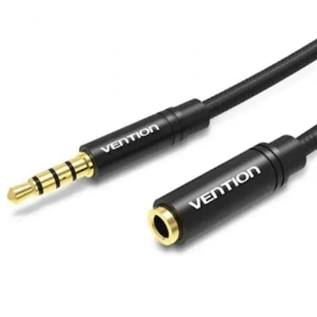 Cabo de Extensão de Áudio Vention BHBBI Jack 3.5mm Macho a Fêmea 3m Banhado a Ouro Preto