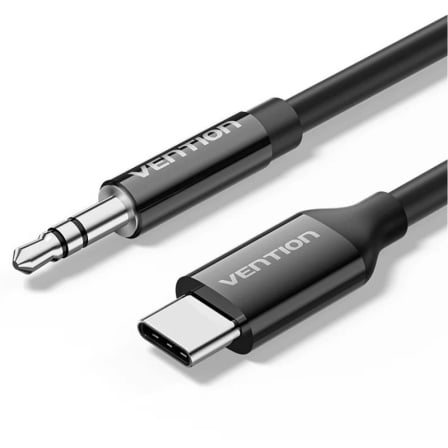 Cabo de Áudio Vention BIF USB-C para Jack 3.5mm Macho 1m com Chip DAC Cinzento