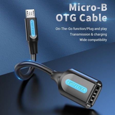 Cabo USB 2.0 Vention CCUBB/ MicroUSB Macho - USB Fêmea/ 480Mbps/ 15cm/ Preto - Imagem 2