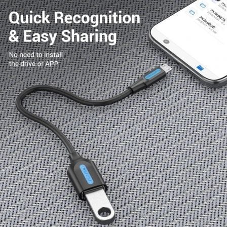 Cabo USB 2.0 Vention CCUBB/ MicroUSB Macho - USB Fêmea/ 480Mbps/ 15cm/ Preto - Imagem 3