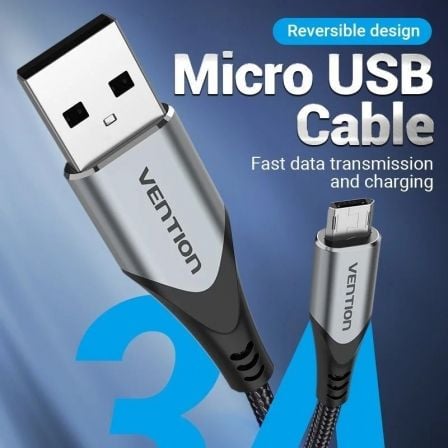 Cabo USB 2.0 Vention COCHD/ USB Macho - MicroUSB Macho/ 480Mbps/ 50cm/ Preto - Imagem 2